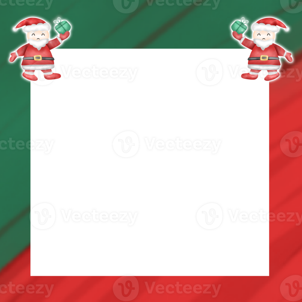Green and red abstract square frame decorated with Santa Claus png