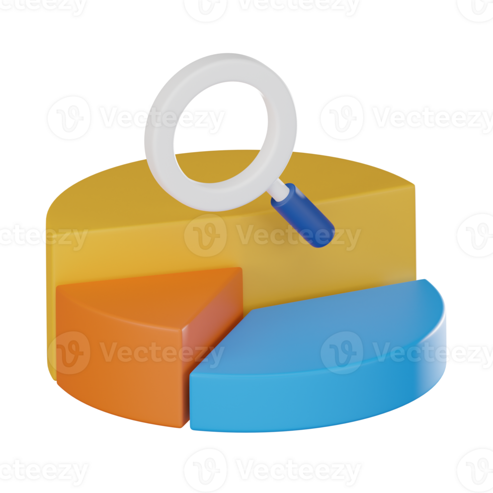 3D Pie Chart Market Icon, Business Analysis and Data Visualization Render png