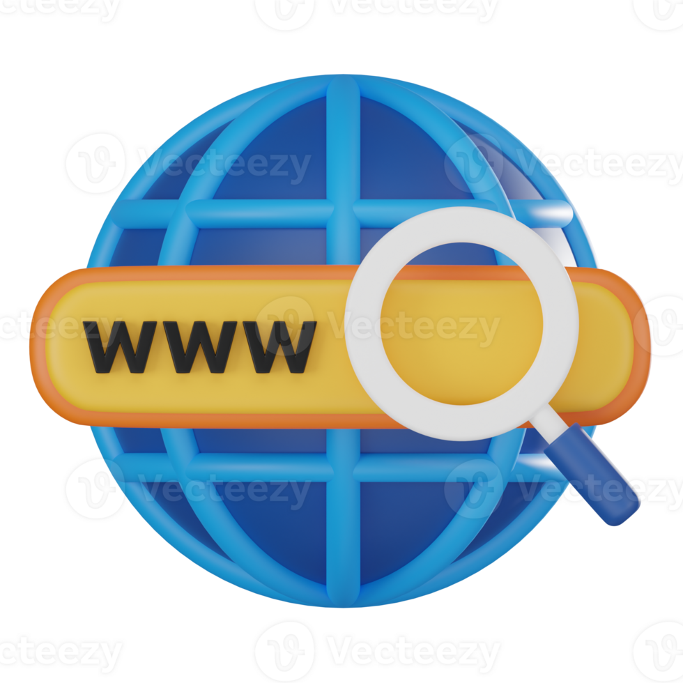3D Icon of World Wide Web in Cyberspace. 3D Render png