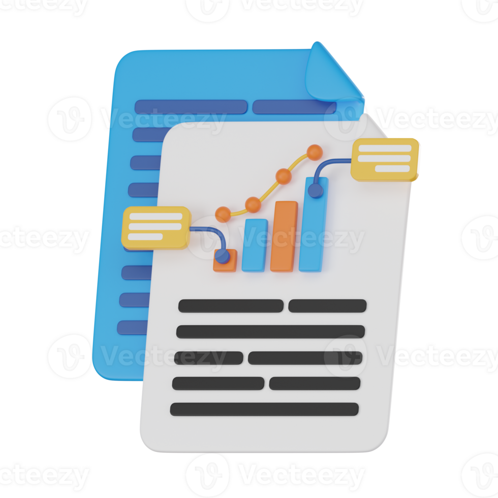 3D Analysis Report Icon, Data Visualization Render for Business Insights png