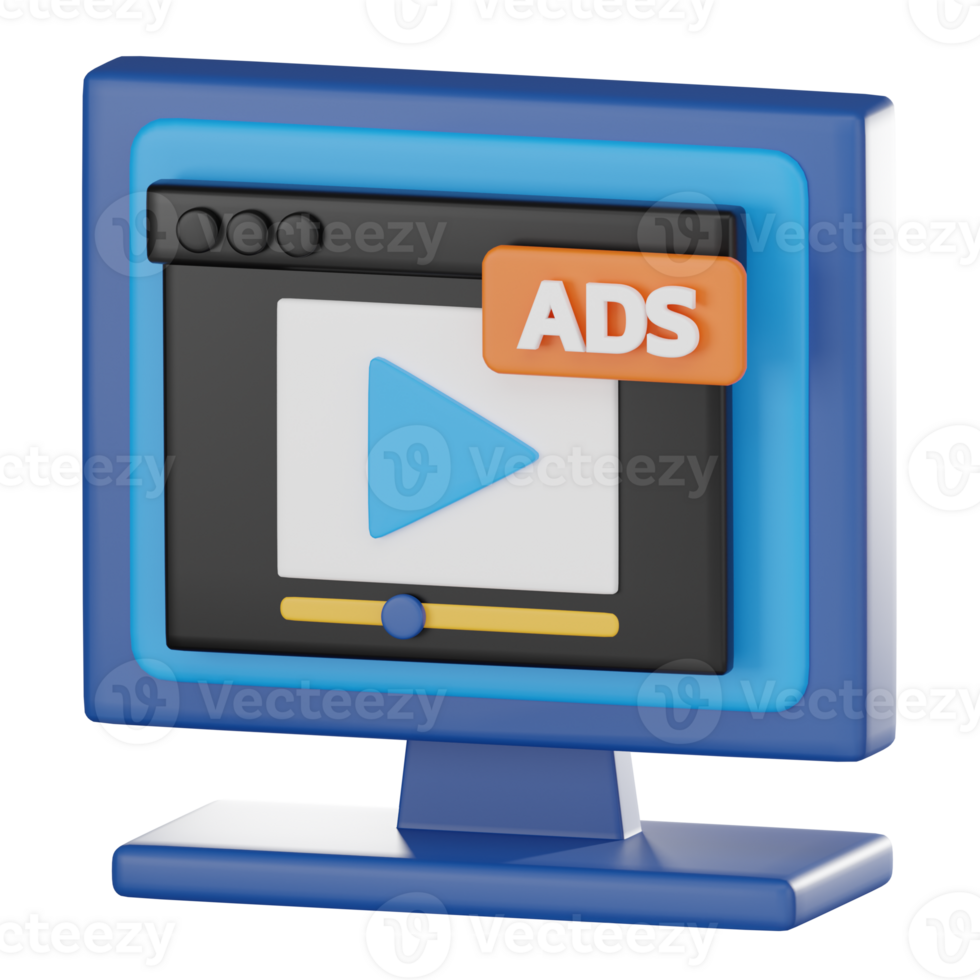 3D Ads Icon, Digital Advertising and Marketing Render for Engagement png