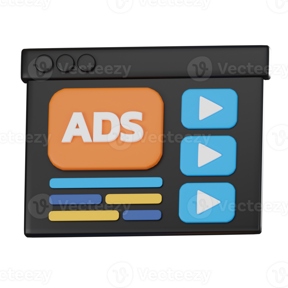 3D Web Ads Icon, Digital Marketing Render for Advertising Campaigns png