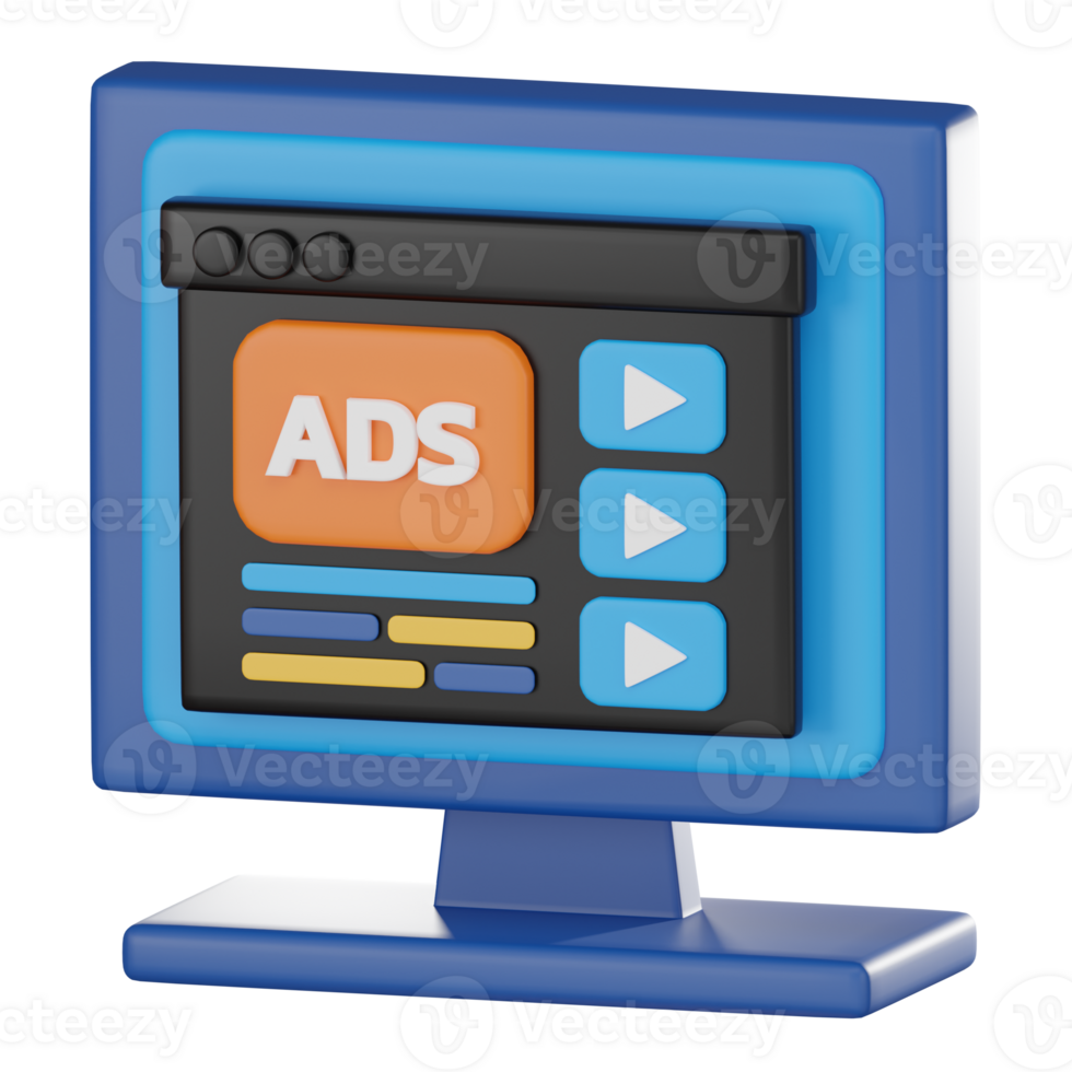 3D Web Ads Icon, Digital Marketing Render for Advertising Campaigns png