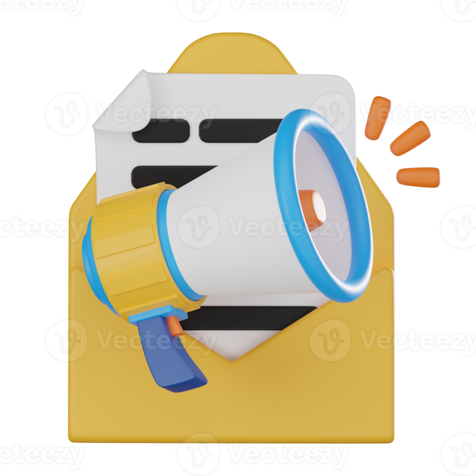 3D Mail Marketing Icon, Digital Email Campaign Render for Promotion png