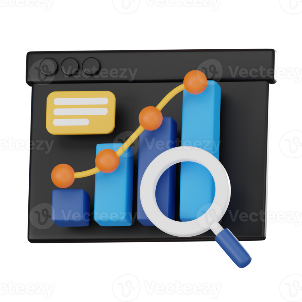 3D Online Market Research Icon, Data Analytics and Survey Illustration for Business png