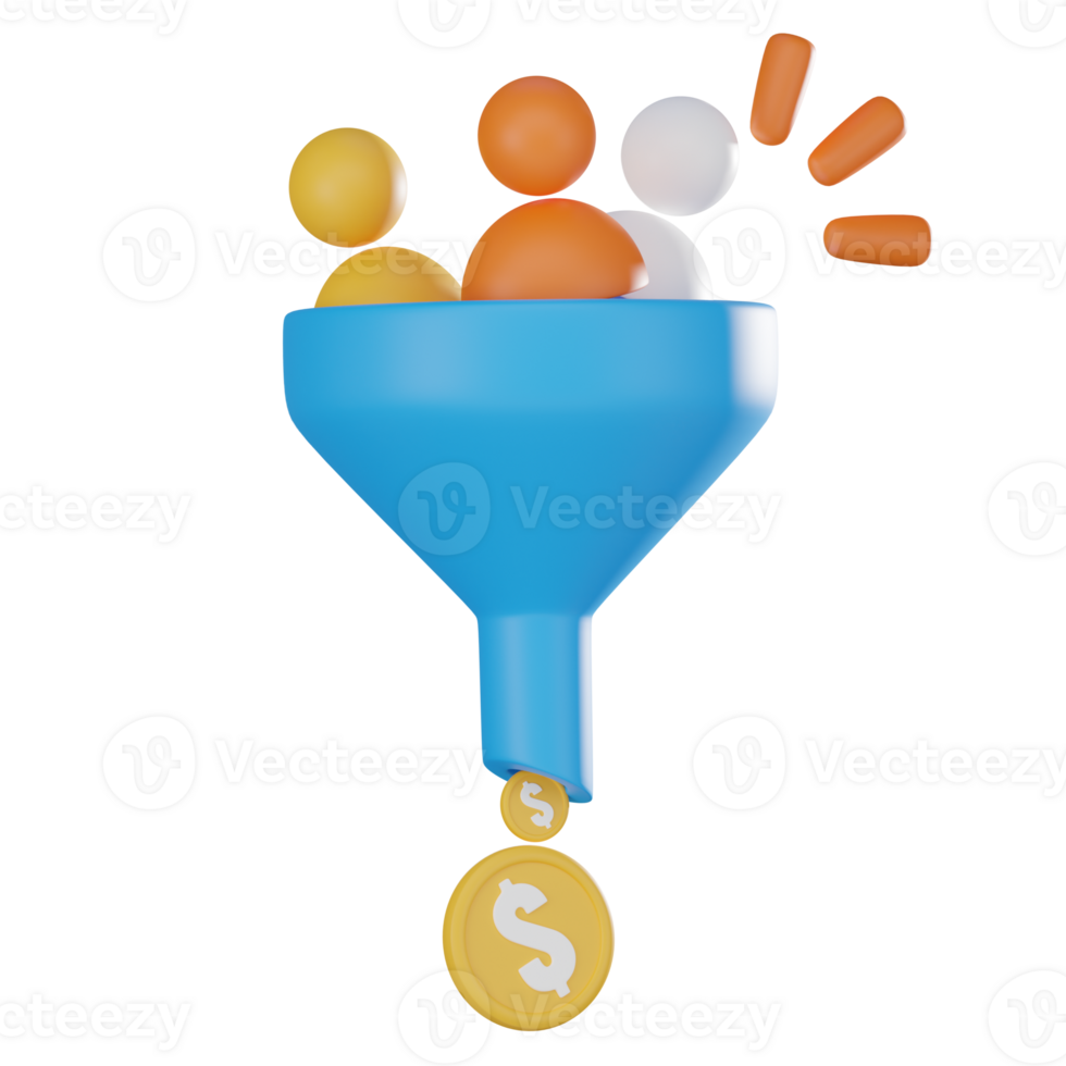 3D Marketing Funnel Icon, Visualize Your Sales Strategy and Customer Journey png