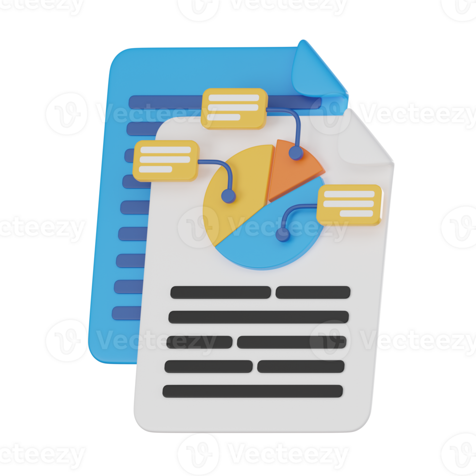 3D Analysis Report Icon, Data Visualization Render for Business Insights png