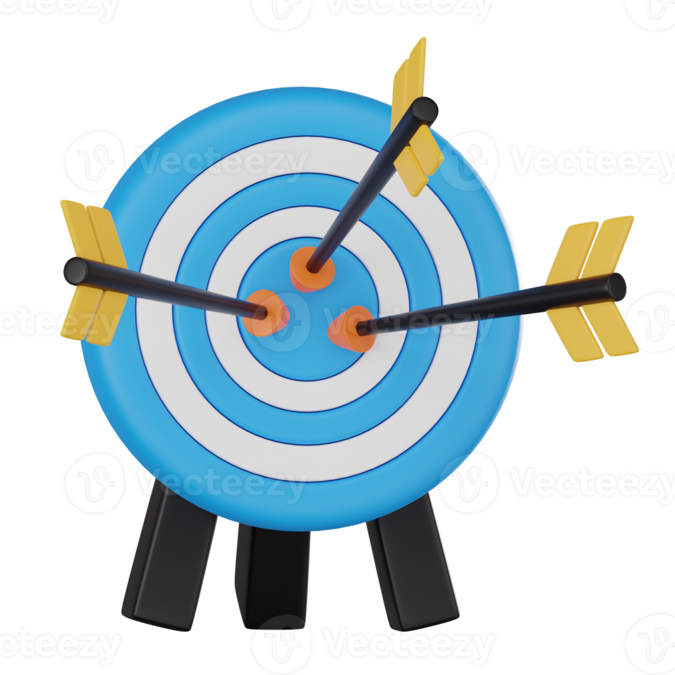 3D Targeting Icon, Marketing and Strategy Render for Business Success png