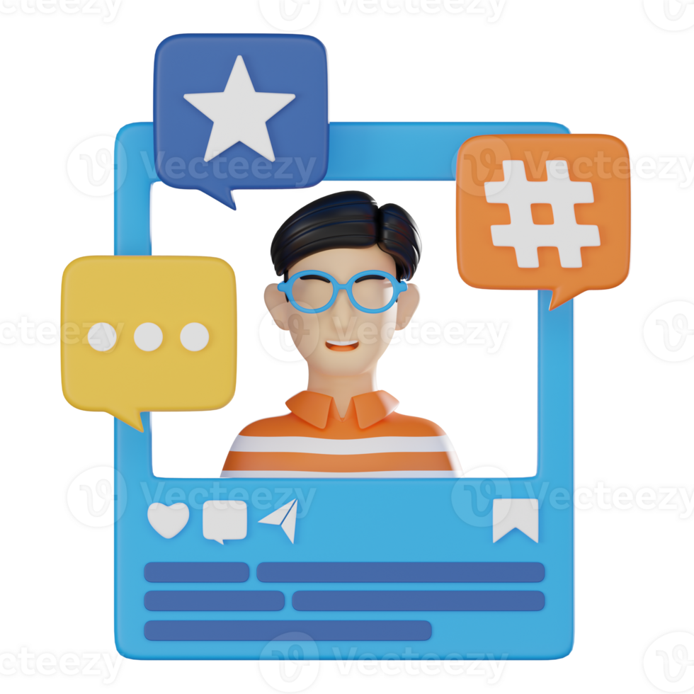 3D Social Media Influencer Icon, Digital Marketing and Branding Render png