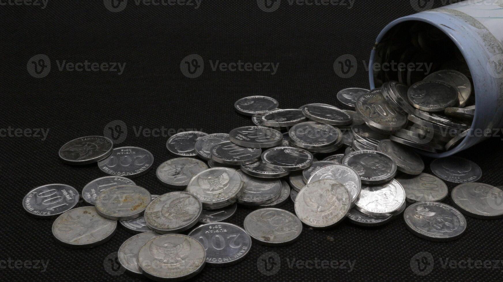 Stack of Indonesian coins isolated photo