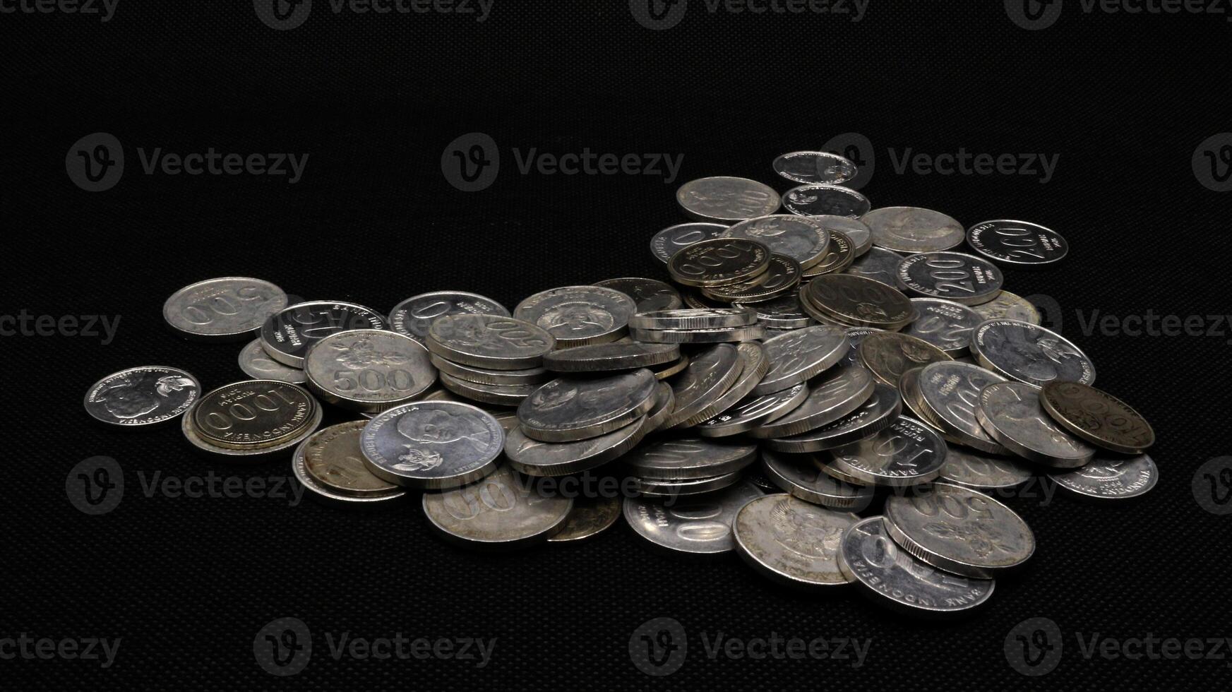 Stack of Indonesian coins isolated photo