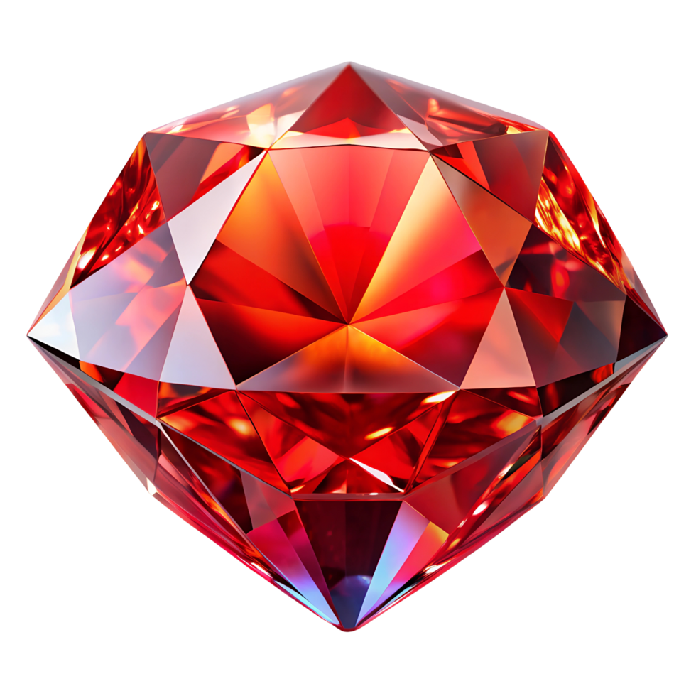 3D Red Gemstone with Faceted Design png