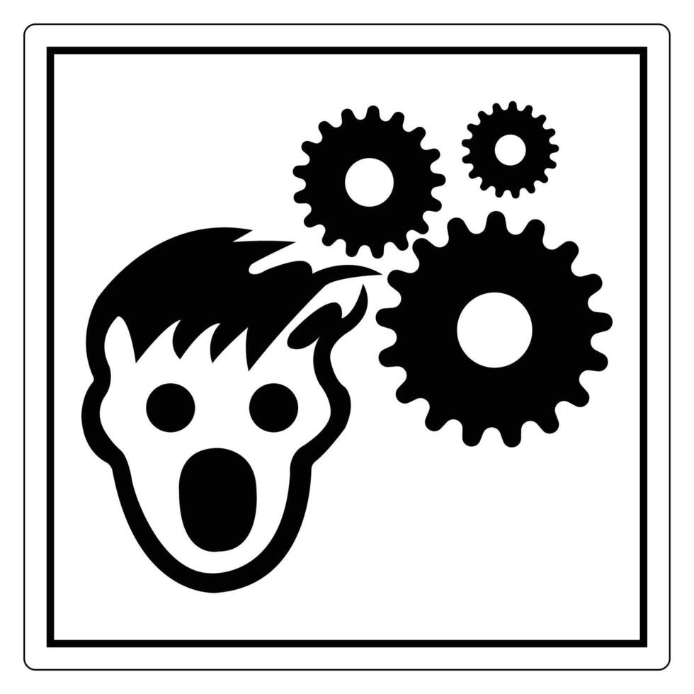Concept of stress with gears and a shouting face vector