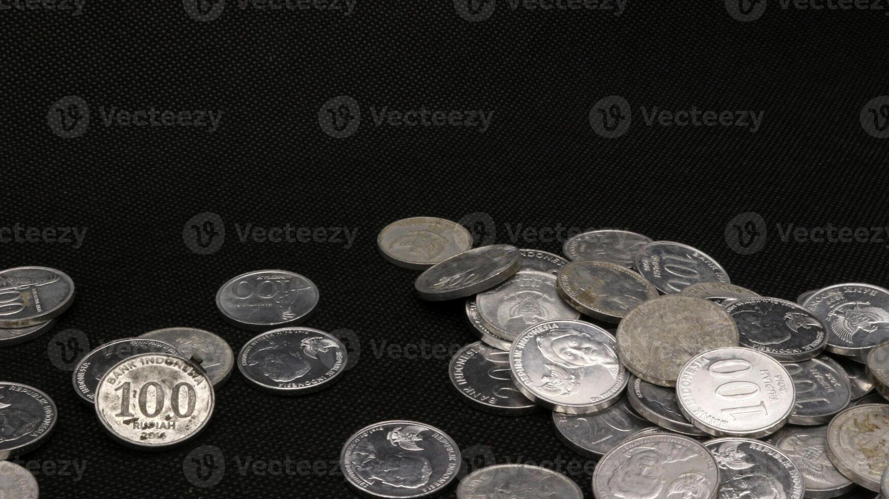 Stack of Indonesian coins isolated photo