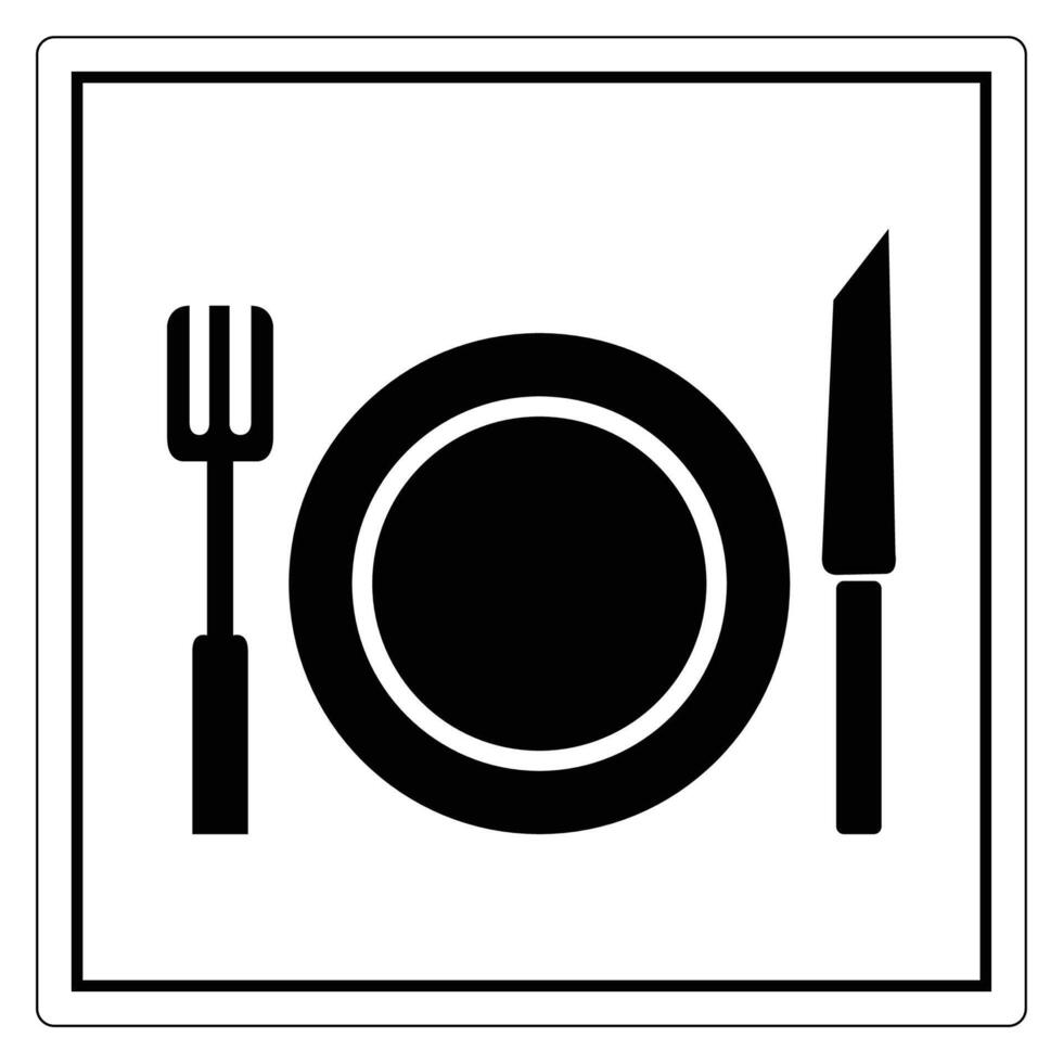 Black and White Cutlery Icon on Plate Design vector