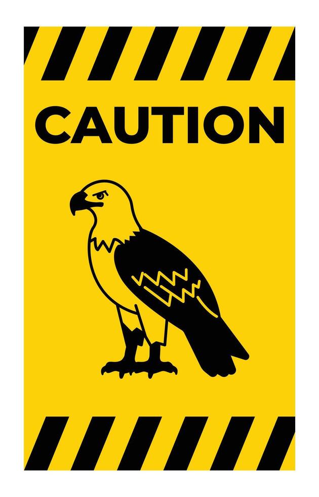 Caution Sign Featuring Stylized Bird Illustration vector