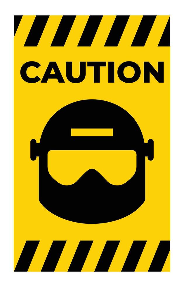 Caution Sign with Safety Helmet Icon vector
