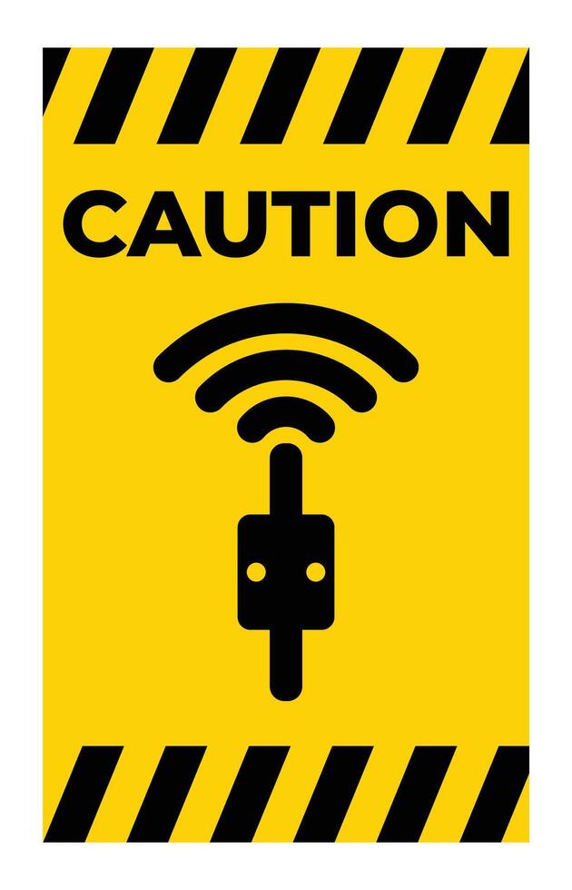 Caution Sign with Wi-Fi Symbol and Plug Icon vector