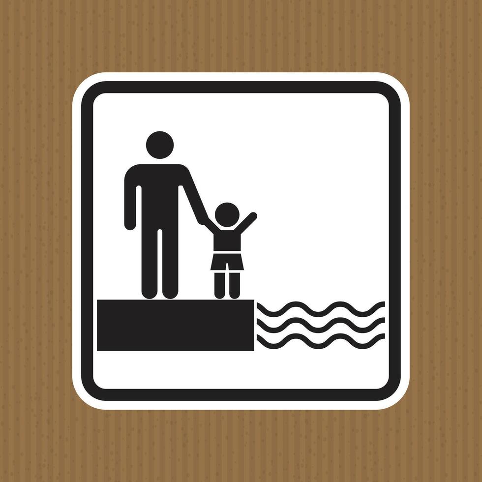 Child and Parent Near Water Sign Illustration vector