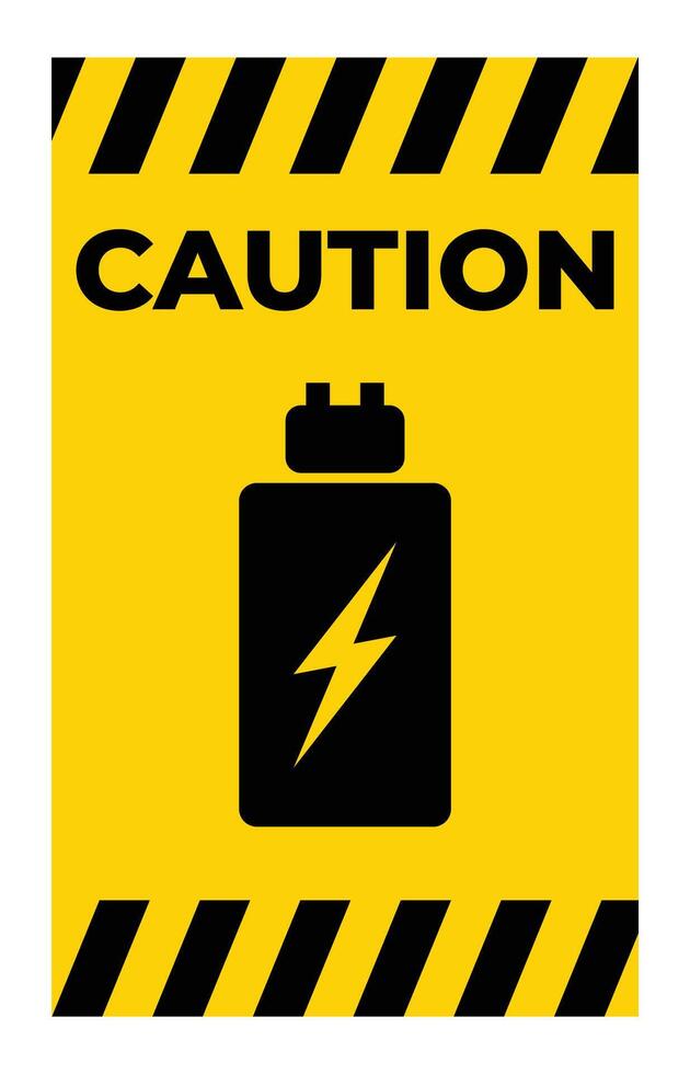 Caution Sign with Battery and Warning Symbol vector