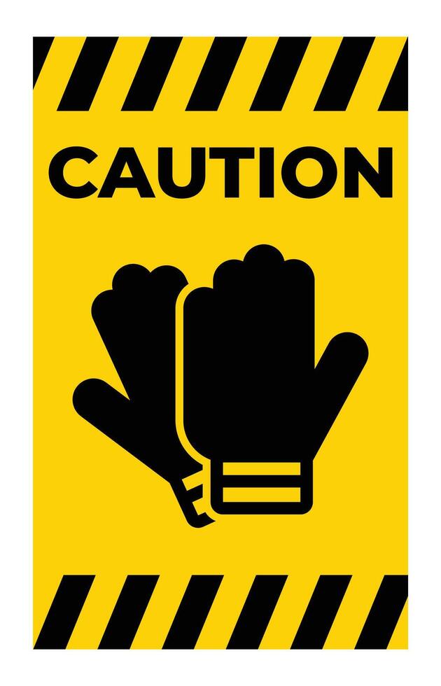Caution Safety Sign with Gloves Illustration vector