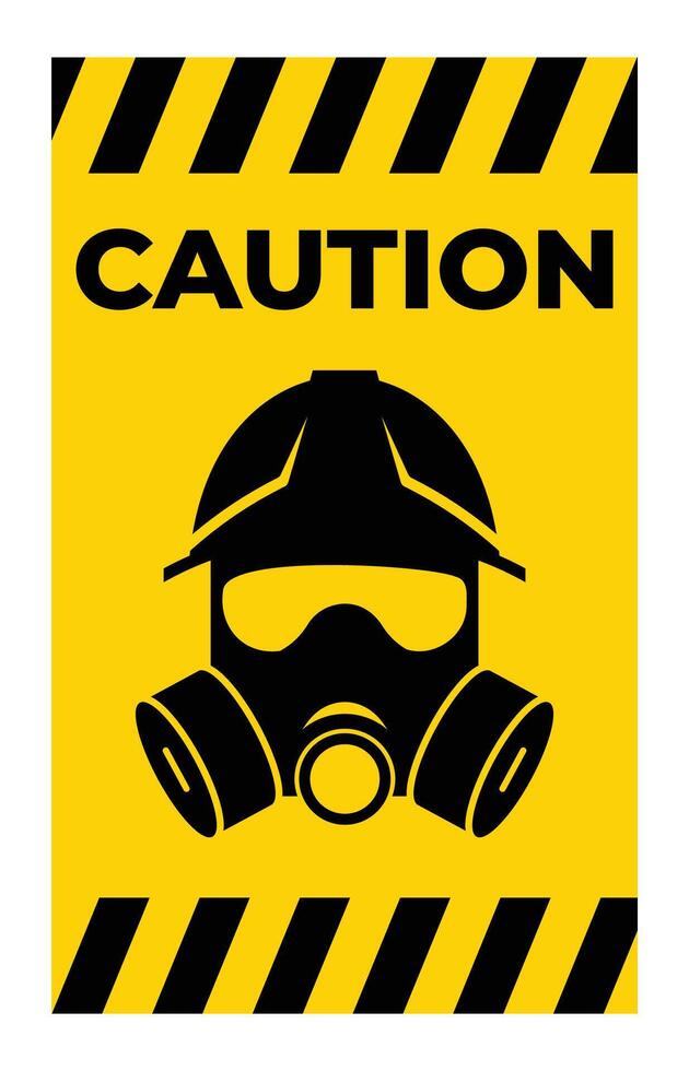 Caution Sign with Gas Mask Illustration vector