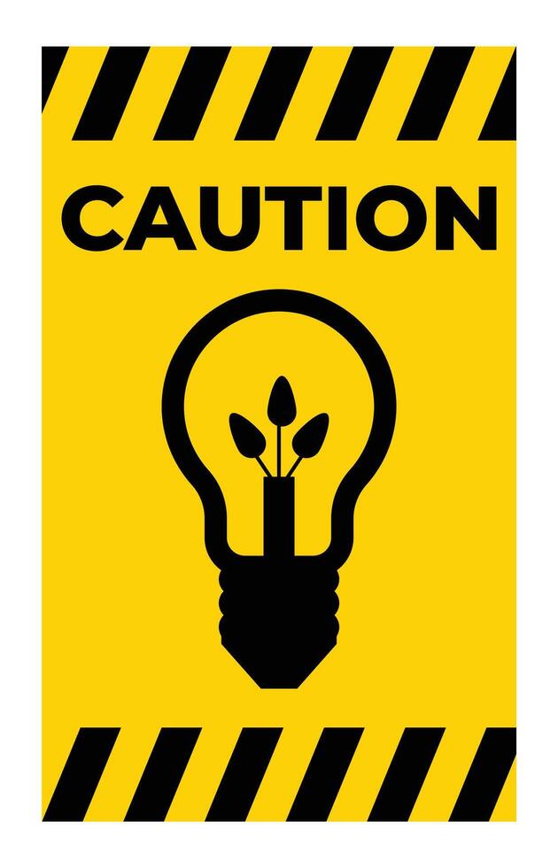 Caution Sign with Light Bulb and Plant Elements vector