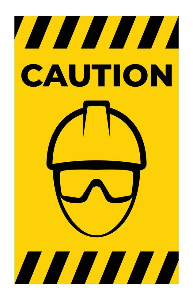 Safety Caution Sign with Protective Gear Illustration vector