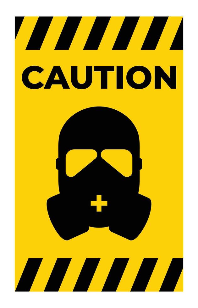Caution Sign with Gas Mask Illustration vector