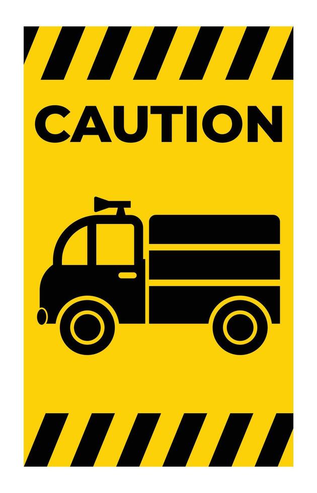 Caution Sign with Truck Illustration for Safety Awareness vector