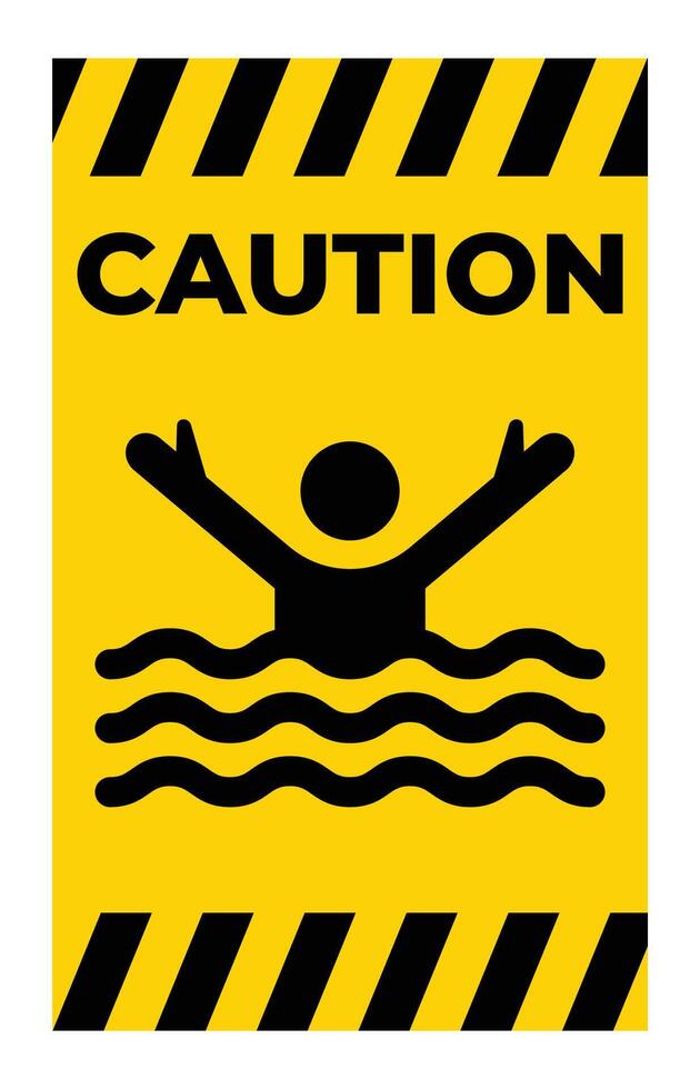 Caution Warning Sign for Drowning Risk vector