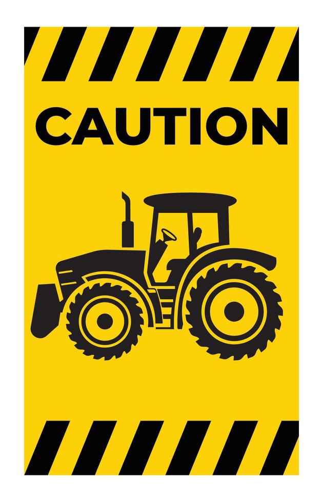 Caution Sign with Tractor Illustration vector