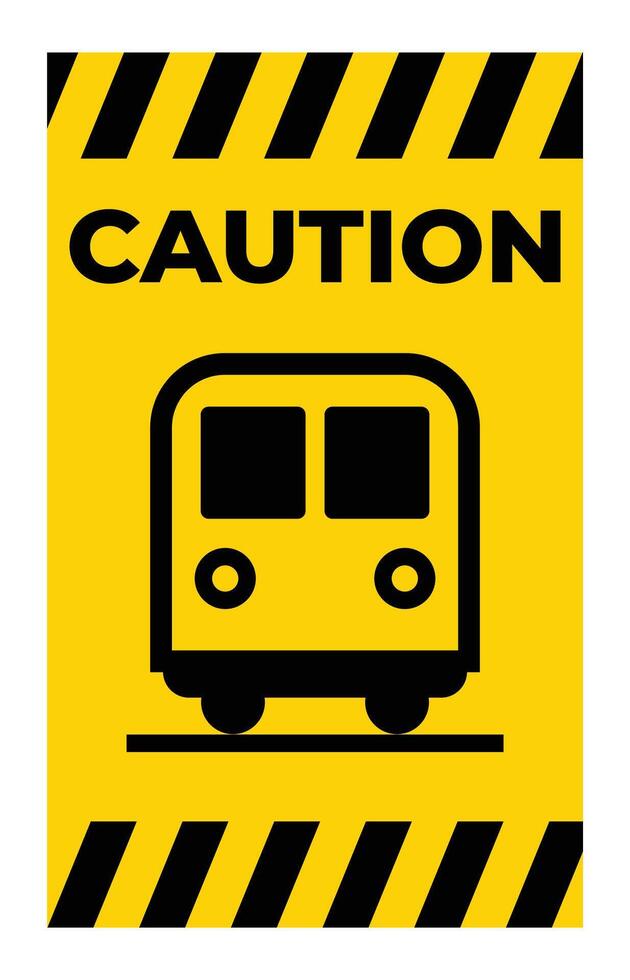 Caution Sign with Train Symbol for Safety Awareness vector
