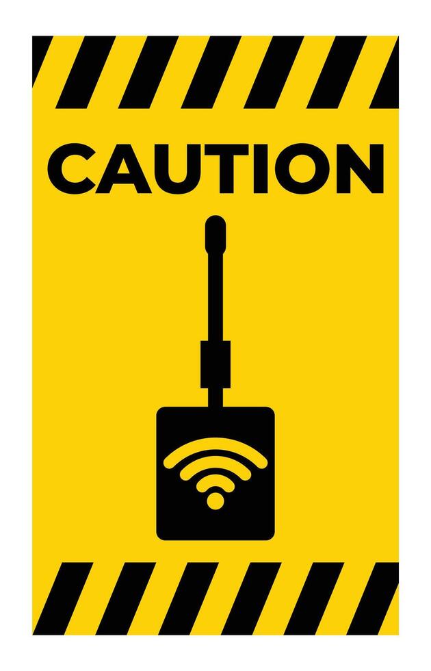 Caution Sign for Wireless Signal Safety vector