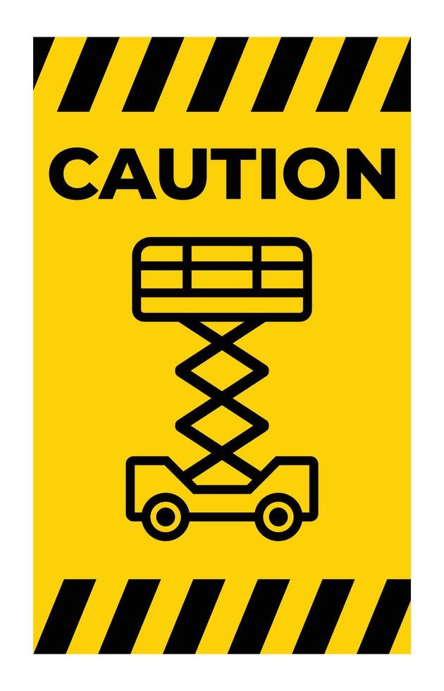 Caution Sign with Scissor Lift Illustration vector