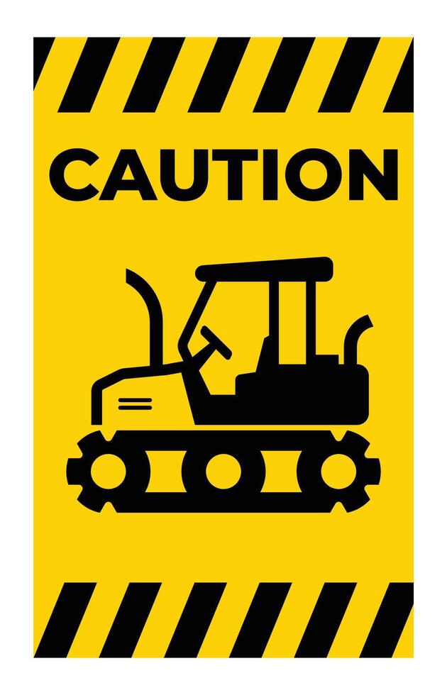 Caution Sign with Construction Vehicle Illustration vector
