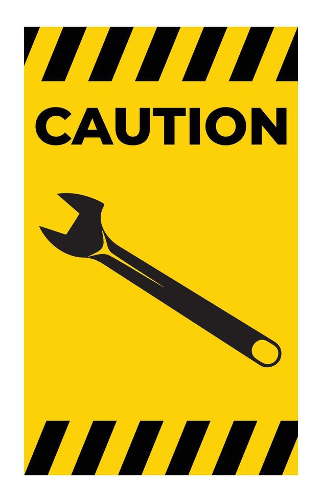 Warning Sign with Wrench on Yellow Background vector