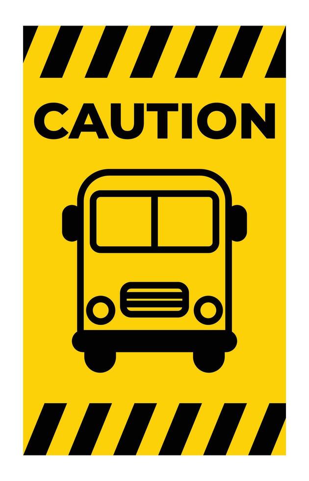 Caution Sign with School Bus Icon vector