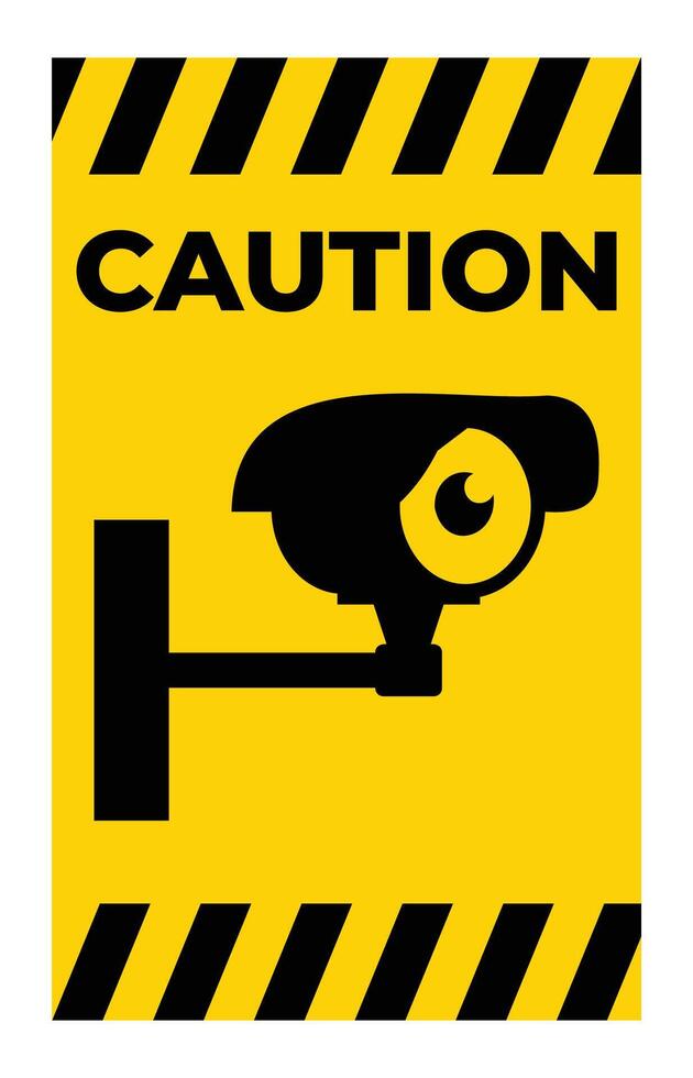 Caution Surveillance Camera Sign for Security Awareness vector