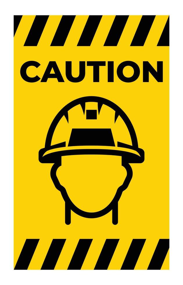Caution Sign with Construction Helmet Icon vector