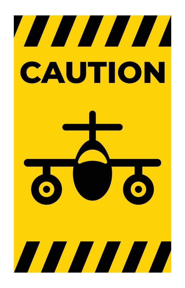 Caution Sign with Airplane Icon in Bold Colors vector
