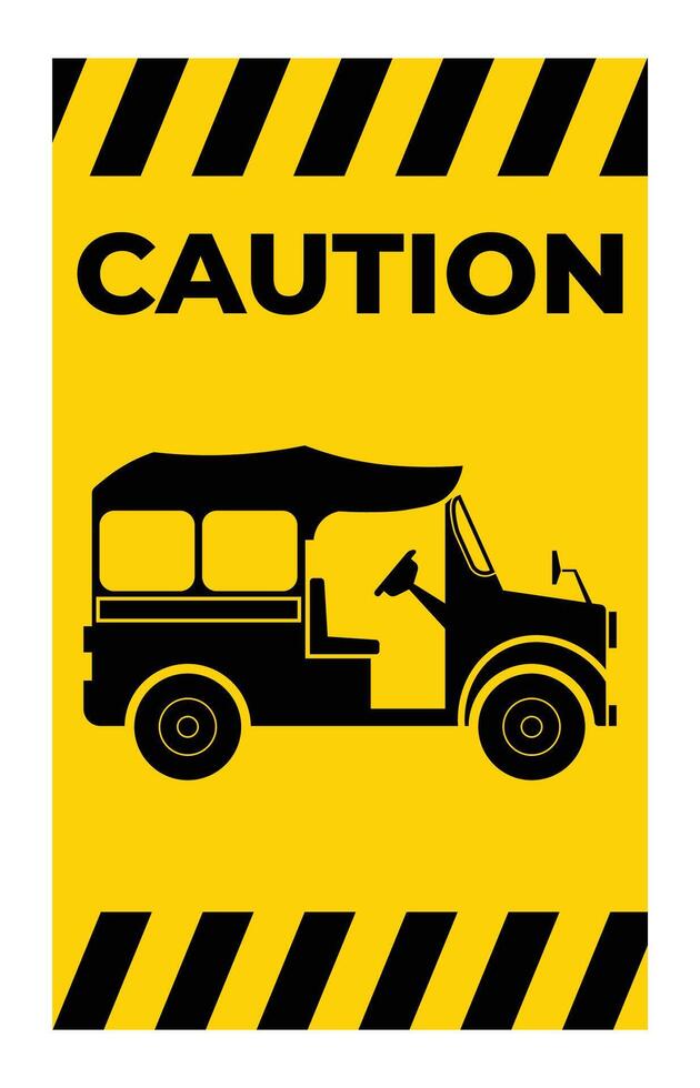 Caution Sign with Vehicle Illustration vector