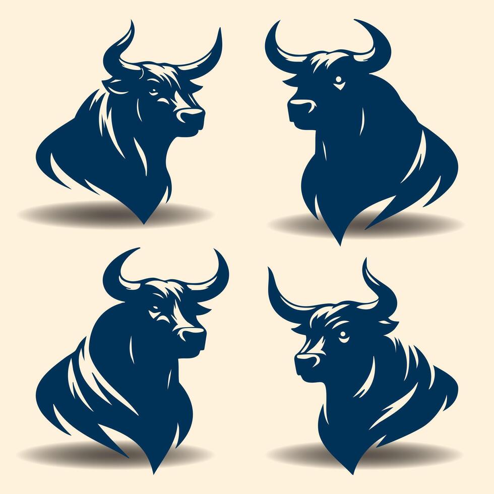 Powerful Bull Logo Silhouette Design for Modern Branding Bull Head Icon vector