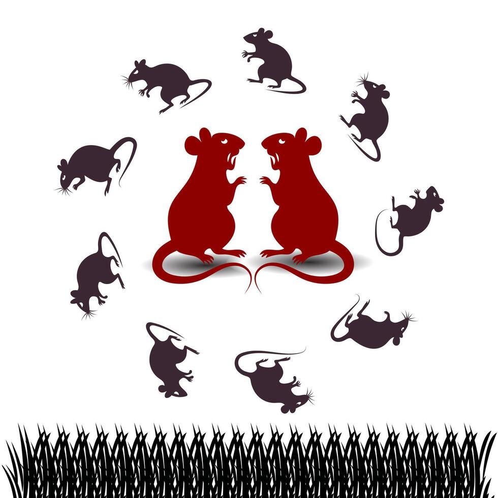 Black Rat Silhouette Set Outline Perfect for Graphic Designers and Illustrators vector