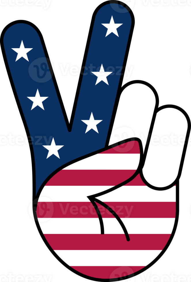 Patriotic Peace Sign Graphic Design in colors of American flag png