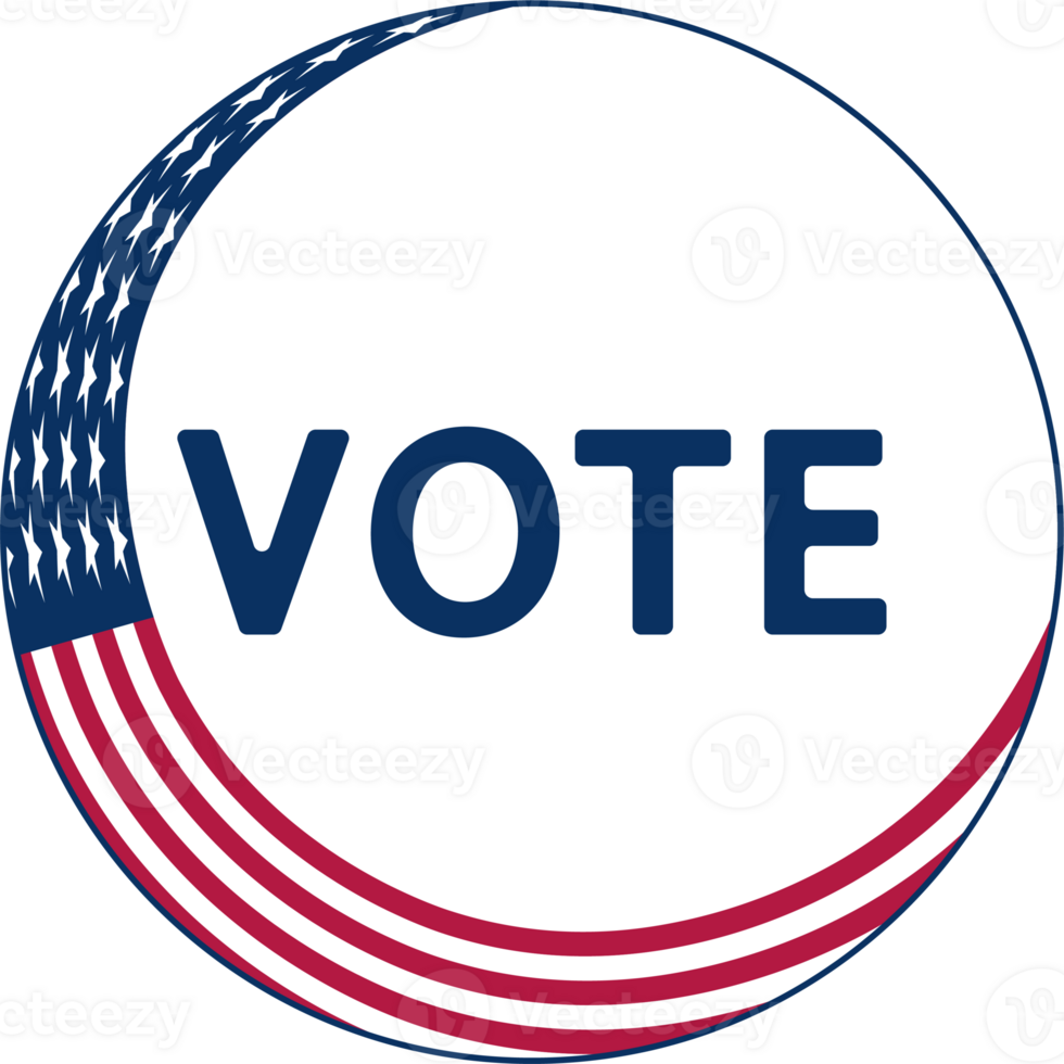 Vote Button with American Flag design, isolated on transparent background png