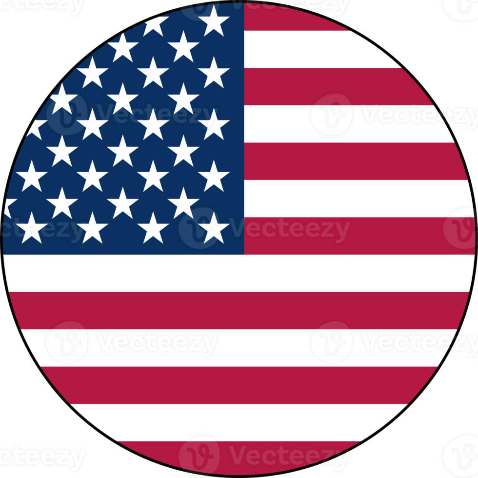 Round sticker with the American flag isolated on transparent background png