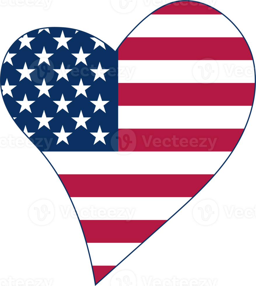 Unique heart in the colors of the US flag. png