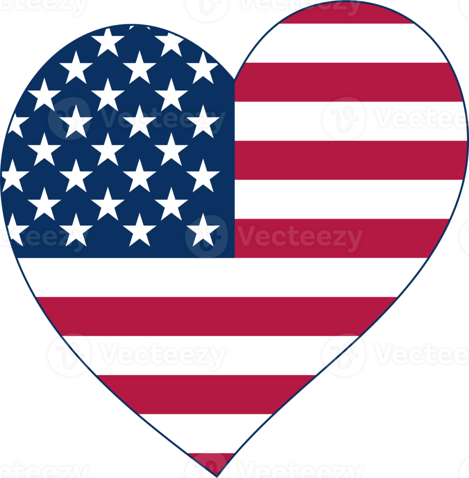 Heart shape design with American flag png