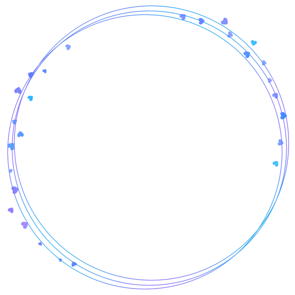 Blue and Purple Circle Frame with Hearts png